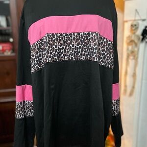 SHEIN Black and Pink Leopard Long Sleeve Top